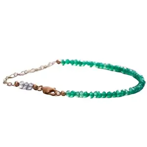 LKBEADS Green Quartz & Iolite bracelet with Rosegold clasp - 3mm Rondelle beads- Faceted Cut -7 Inch Adjustable Bracelet– Healing, Fashion, Gift, Spiritual, Yoga|LK_STACK_07766