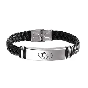 The Men Gift Alphabet V Letter Braided Leather Weave Bracelets for Mens Women Buckle Clasp jewelry Genuine Bracelet Wristband Vintage Cuff Jewelry Friendship Couple Black ShivBLRBr2025491