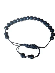 Black Sulemani Hakik Stone Round Shape Bracelet for Unisex