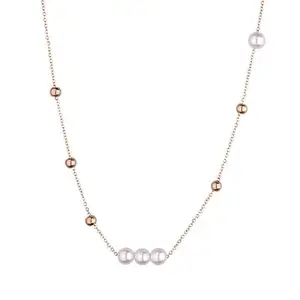 MYKI Aesthetic Pearl Necklace For Women & Girls (Rosegold)