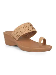 Bata Toe Ring Women Wedge Heel Slippers - Beige (6UK)