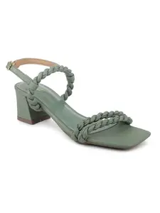 INC.5 Women Green Textured Block Heels