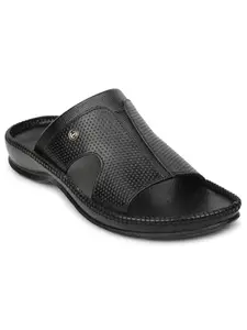 Liberty Healers CSS 24 Casual Flat Sandal for Men with PU Sole | Stylish and Comfortable | Durable Summer Footwear for Outdoor Indoor | Lightweight Cushioned Footbed (Black 41 EU)