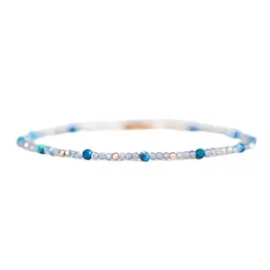 LKBEADS Labradorite & Chrysocolla bracelet with Rosegold clasp - 2-2.5mm Rondelle beads- Faceted Cut -7 Inch Bracelet– Healing, Fashion, Gift, Spiritual, Yoga|LK_STACK_07943