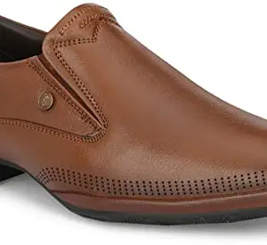 MONDAIN Comfortable Stylish Leather Formal Shoes Slip On for Men (Tan)(MDFS-126-TAN-8)