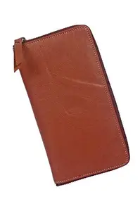Creative Art & Craft Genuine Goat Leather Wallet for Women's/Girls (Light Brown)
