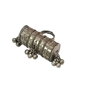Paninaro Afghani Jewellery Adjustable Antique Oxidised Big Ring for Girls and Women