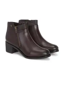 Delize Brown women Mid Heel derby Boots 67123-37