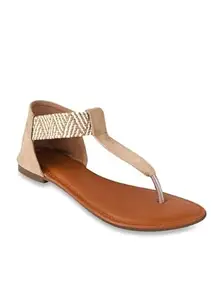TRYME Comfortable Elegant Elegant T-strap Flat Sandals Fashionable Casual Flats For Women & Girls