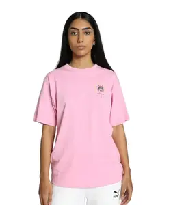 Puma Women's Graphic Print Relaxed Fit T-Shirt (628386_Pink Lilac