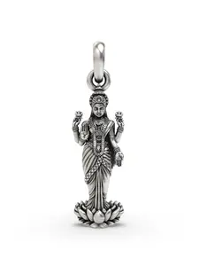 Exotic India 925 Sterling Silver Goddess Lakshmi Pendant Spiritual Hindu Necklace Gift for Men & Women