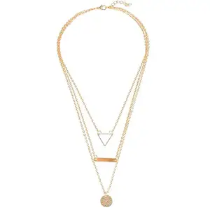 Jewels Galaxy Delicate Geometric Multi Layered Gold Plated Swanky Necklace for Women/Girls (CT-NCKK-44089)