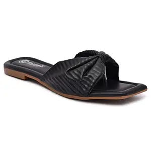 ANSARI-EMPIRE THE ARWAH Women's Black Synthetic Comfortable Slip-On Flat Sandal 7