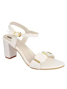 Shoetopia Womens/Girls White Backstrap Solid Block Heels