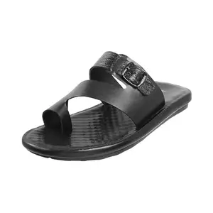Mochi Men Black Synthetic Leather Slip-on Comfort Chappal UK/5 EU/39 (16-323)