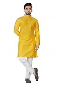 Conch Fashion Men’s Jacquard Pattern Kurta Pajama Set Traditional Ethnic Wear with Mandarin Collar Full Sleeve Knee Length Kurta and White Pajama for Wedding Festival Party
