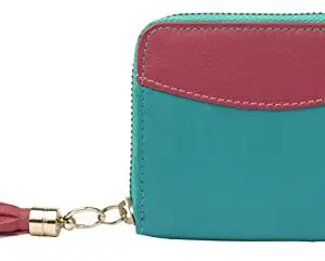 LANDMINE Women Casual, Trendy Blue Pink Genuine Leather Wrist Wallet (4 Card Slots)