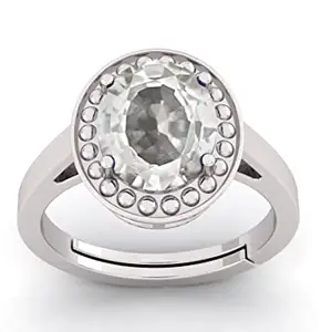 OM GAYATRI CORP 11.25 Ratti Certified Unheated Adjustable Ring White Sapphire Pukhraj Loose Gemstone Ring for Women and Men