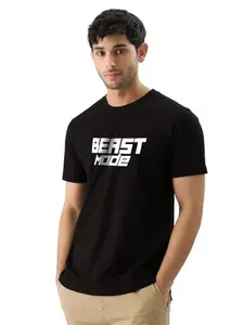 fanideaz Men’s Branded Cotton Half Sleeve Printed Round Neck Tshirt for Men || Tshirt for Men || Classic Round Neck T Shirts for Men_Black004_GymQuotes4_L Black