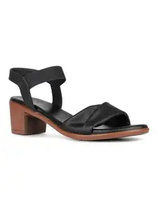 Inc.5 Womens Black Party Wear Solid Round Toe Block Heel Sandals