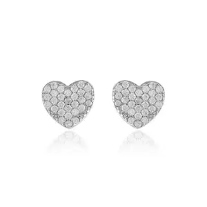 Nemichand Jewels Pure Sterling Silver Cute Heart Stud Earrings For Women
