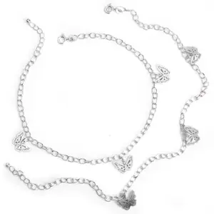 DHRUVS COLLECTION 925 Pure Silver Anklet With Butterfly Charms Adjustable for Girls and Women - Pair