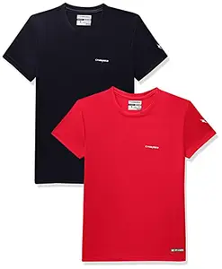 Charged Endure-003 Chameleon Spandex Knit Round Neck Sports T-Shirt Red Size Small And Charged Pulse-006 Checker Knitt Round Neck Sports T-Shirt Black Size Small
