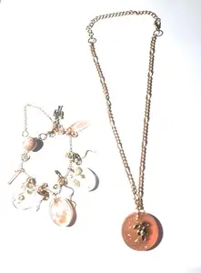 Resin Charm Bracelet with Orange Locket, Figaro Chain Design