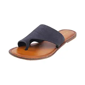 Mochi Women Blue/Navy Leather Sandals,EU/39 UK/5 (32-1382)