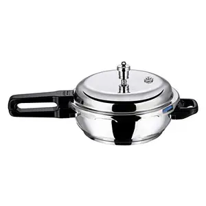Vinod 18/8 Stainless Steel Outer Lid Sandwich Bottom Deep Pan Pressure Cooker - 3.5 Litres Junior (Induction and Gas Stove Friendly) Silver, ISI Certified with 2 Years Warranty price in India.