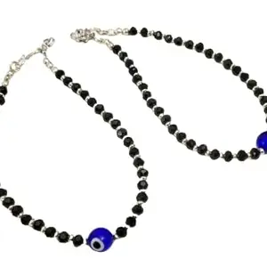 Evileye black and silver beads Anklet pair for women and Girls