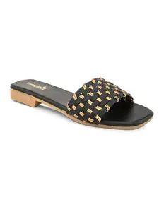 Longwalk Women Casual Flat Sandals Black-W-2401
