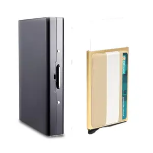 Stealodeal RFID Protector Stainless Steel Black with Slim Aluminium Pop Up Debit/Credit/ATM 8 Slots Men & Women Card Holder Wallet