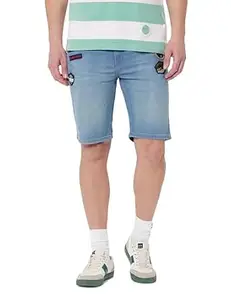 The Indian Garage Co Men Slim Fit Solid Mid-Rise Denim Shorts