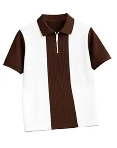 Enitor Mens Half Sleeves Polo Neck T-Shirt, Casual Summer Wear T-Shirt for Men, Formal Half Zipper T-Shirts for Boys, Stylish Everyday Tshirs for Boy