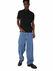 Max Men's Half Sleeves Regular Fit Solid Zipper Polo T-Shirt