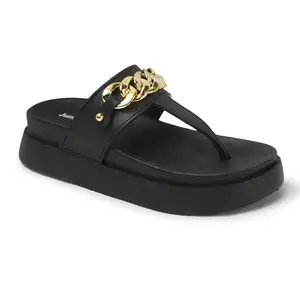 JUMPLITE Women's Black PVC Daily Casual Sandal-JL-222-3F-Black_40