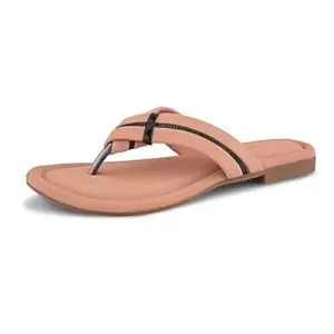 Centrino Women's Flat Thong Sandals | Stylish Embellished Strappy Flip-Flops | Open-Toe Slip-On with Metallic Studs| Soft Cushioned Footbed for Comfort | Elegant & Durable Fashion Footwear (9313)
