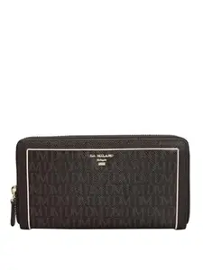 Da Milano Genuine Leather Brown Zip Around Women Wallet (10034D)