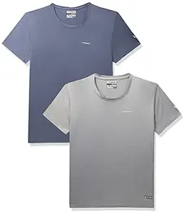 Charged Endure-003 Chameleon Spandex Knit Round Neck Sports T-Shirt Light-Grey Size Xl And Charged Play-005 Interlock Knit Geomatric Emboss Round Neck Sports T-Shirt Light-Grey Size Xl