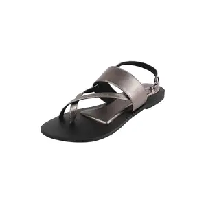 Mochi Women's Gun Metal Back Strap closure Casual - Flats with Flat sole UK/4 EU/37(33-1260)