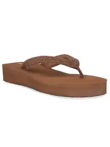 Bata Sunshine 5793 Shimmer Tan Slippers/Thongs For Women|everyday|running|walking|Comfortable Fit|Fashionable Size- 4