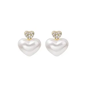 Subhagalankar korean Pearl Double Heart sturd Earring For Women And Girls