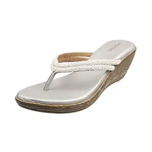 Metro Women Silver Synthetic Leather Wedge Heel Sandal UK/5 EU/38 (32-35)