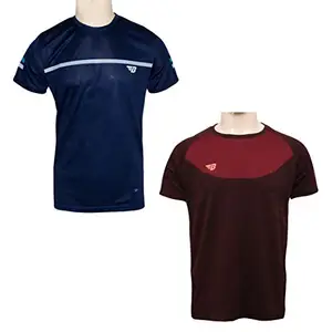 BHAJJI COMBO OF 2 T-SHIRTS SIZE LARGE(40) ROUND NECK T SHIRT B-014 MEHROON WITH ROUND NECK B-094 NAVY BLUE
