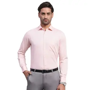 Monte Carlo Mens Solid Pink Collared Neck Full Sleeve Shirt (2240401468FS-1-42)