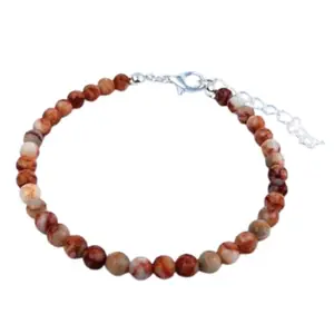 Gems_Hub Silver Plated Bracelet with Multicolor Smooth Rhodonite Beads – Round 4mm – For Men & Women|FIZA_LINK_05834