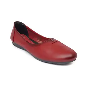 Zoom Shoes Premium Leather Comfortable Lightweight Bellies for Women with TPR Sole Ideal for Casual Wear Red