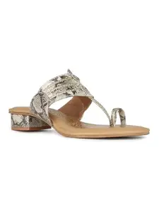 Inc.5 Womens Golden Ethnic Printed Toe Round Toe Block Heel Sandals