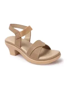 iconics Women Sandal,Beige,UK-8